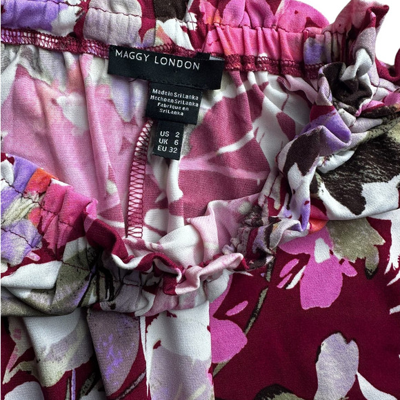 Maggy London Floral Dress Size 2 NWT Berry Pink - Picture 2 of 13